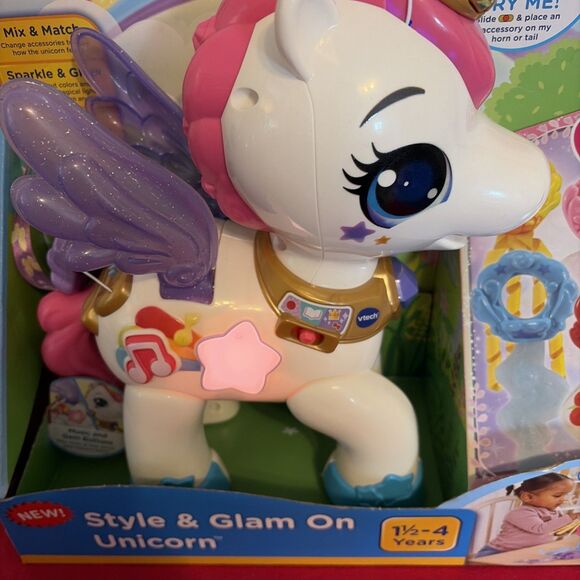 VTech Style & Glam On Unicorn Kids Toy Gift Christmas Birthday Age 18M-Up New - Picture 10 of 12